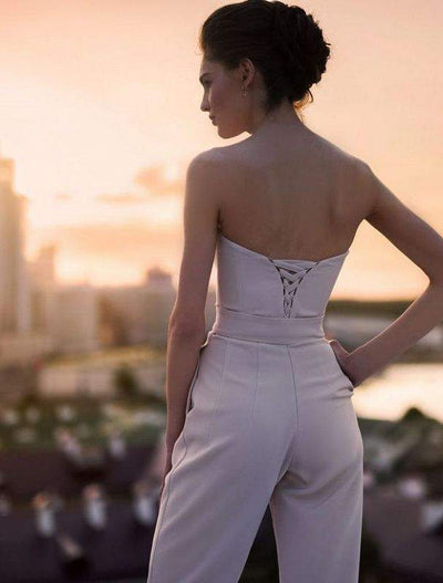 Albify White Wedding Jumpsuit-danddclothing-Classic Elegant Gowns,Jumpsuits,Royal Wedding Dresses,White
