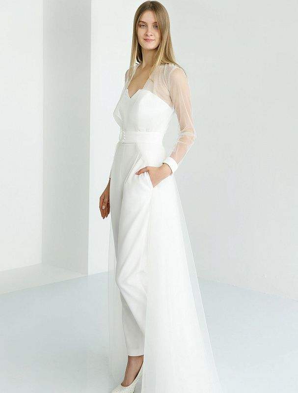 Ochrole White Wedding Dress-danddclothing-Classic Elegant Gowns,Jumpsuits,Royal Wedding Dresses,White