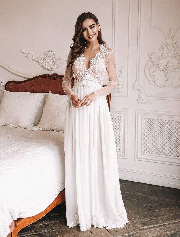 Term White Wedding Dress-danddclothing-A-line,Classic Elegant Gowns,Royal Wedding Dresses,White