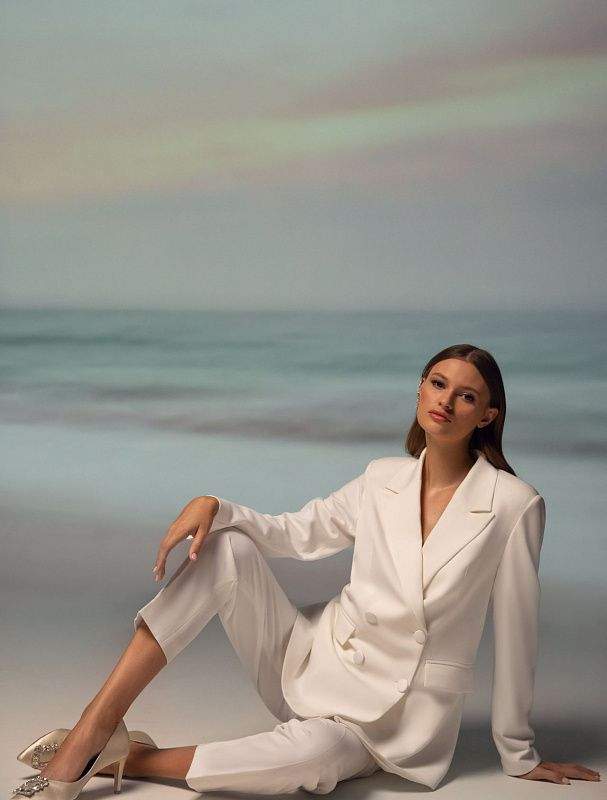 chinese dress ladies African White Skirt Suit Elegant L / S / Stretchy main image 1