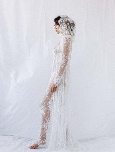 Flower White Wedding Dress-danddclothing-Nightgown